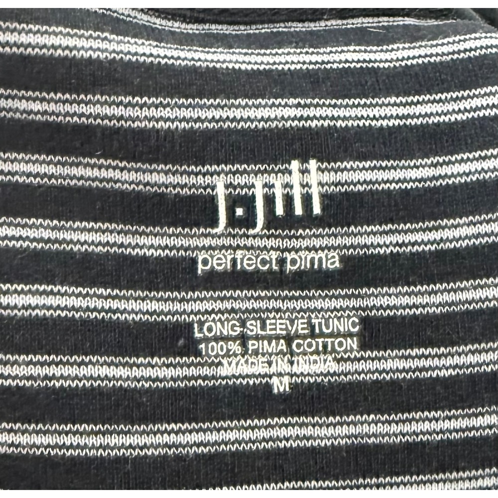 J. Jill Women's Medium Navy Striped Tunic Top 100% Pima Cotton Coastal Relaxed - Picture 4 of 5